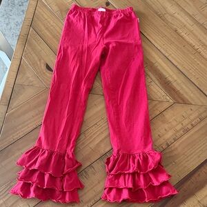 Ruffle Butts Vibrant Red Leggings with Ruffles
